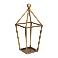 Lanterns>Kirklands Home Metal Pyramid Top Lantern Gold