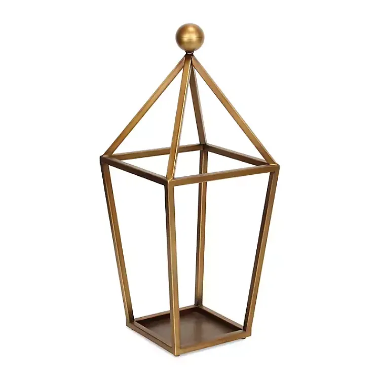 Lanterns>Kirklands Home Metal Pyramid Top Lantern Gold
