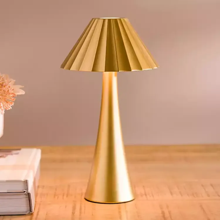Kirklands Home Metal Ribbed Rechargeable Touch Lamp Gold