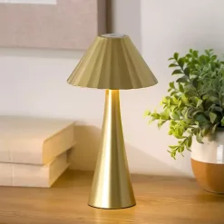 Kirklands Home Metal Ribbed Rechargeable Touch Lamp Gold