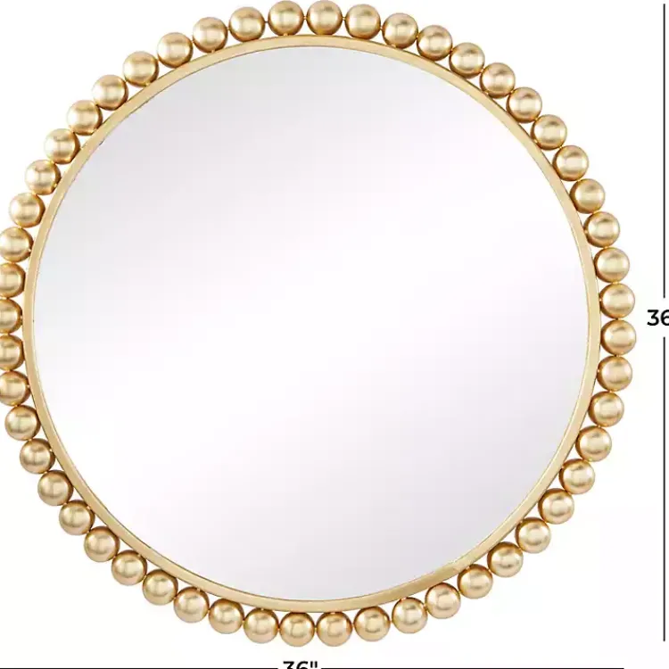 Kirklands Home Gold Metal Round Beaded Frame Wall Mirror Clearance