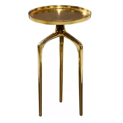 Kirklands Home Metal Round Tripod Accent Table Gold New