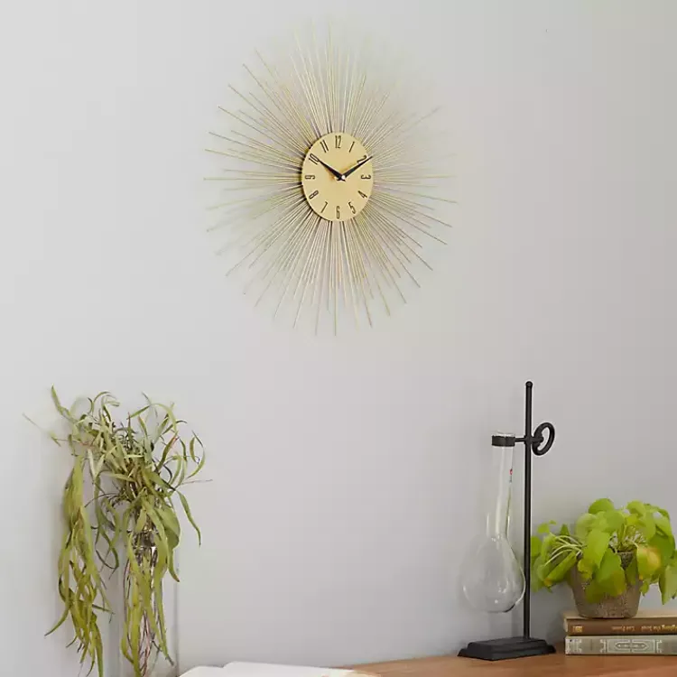 Kirklands Home Gold Metal Sunburst Wall Clock