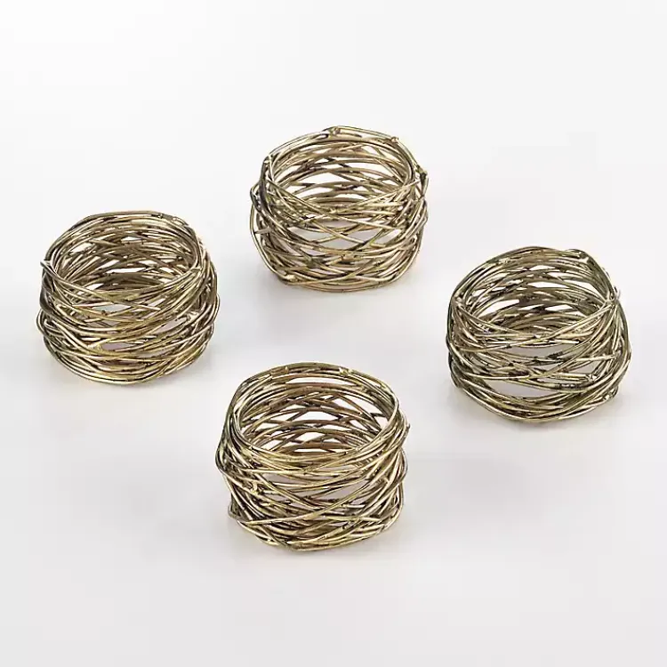 Kirklands Home Metal Twine Napkin Rings, Set of 4 Gold