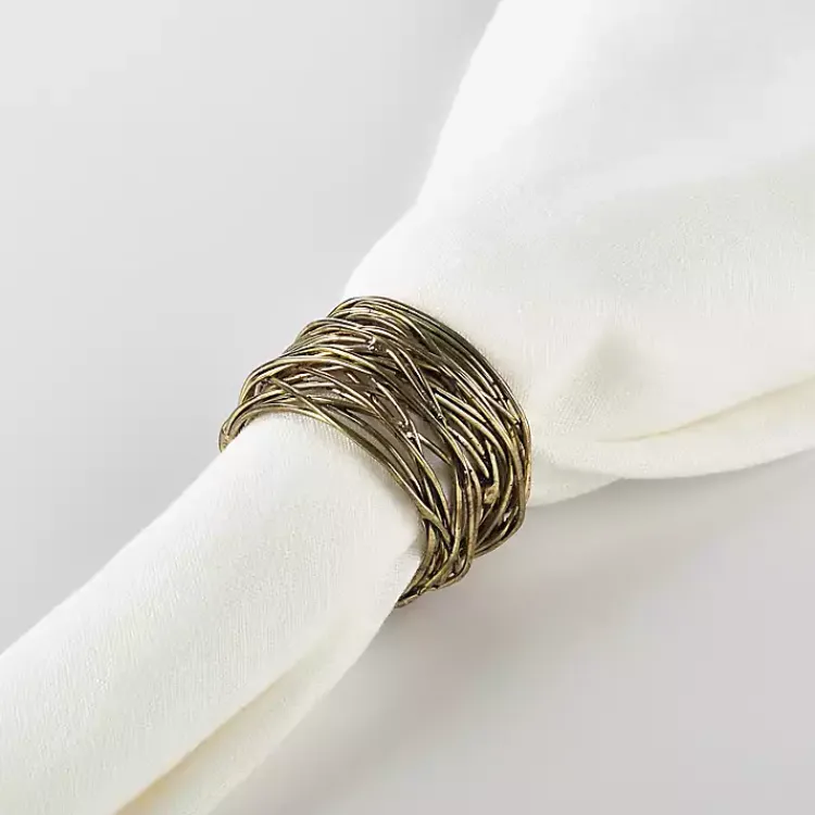Kirklands Home Metal Twine Napkin Rings, Set of 4 Gold