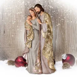 Christmas Decorations>Kirklands Home Gold Metallic Floret Holy Family