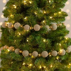 Christmas Tree Decorations>Kirklands Home Metallic Glitter Ball Garland Gold