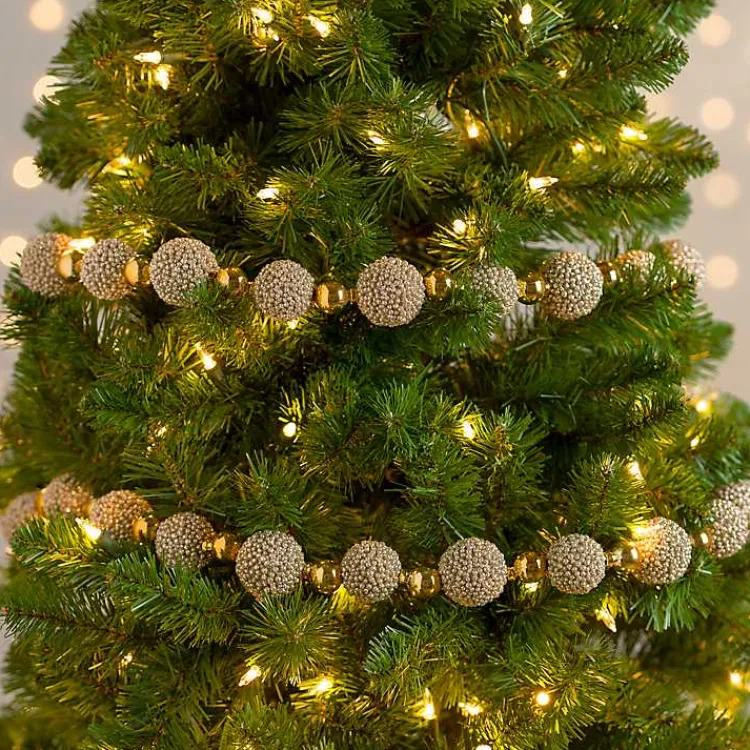 Christmas Tree Decorations>Kirklands Home Metallic Glitter Ball Garland Gold