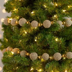 Christmas Tree Decorations>Kirklands Home Metallic Glitter Ball Garland Gold
