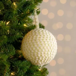 Christmas Ornaments>Kirklands Home Gold Metallic Interlaced Knit Ball Ornament, 4 in.