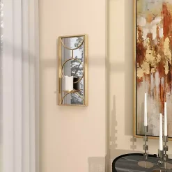 Sconces>Kirklands Home Gold Mirrored Geometric Sconce