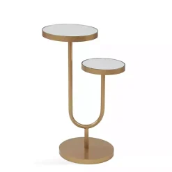 Kirklands Home Mirrored High-Low Accent Table Gold Discount