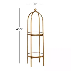 Kirklands Home Mirrored Two-Tier Cage Shelf Gold Online