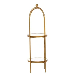 Kirklands Home Mirrored Two-Tier Cage Shelf Gold Online