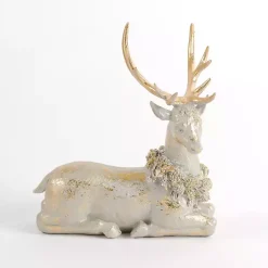 Christmas Decorations>Kirklands Home Patina Sitting Deer Figurine Gold