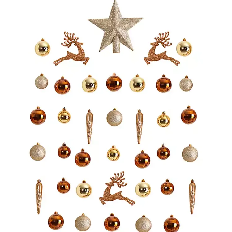 Christmas Ornaments>Kirklands Home 40-pc. Christmas Ornament & Star Topper Set Gold