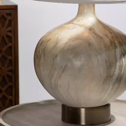 Kirklands Home Gold Pistachio Swirl Gourd Table Lamp Ivory Best