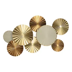 Kirklands Home Pleated Metal Discs Wall Plaque Gold Best
