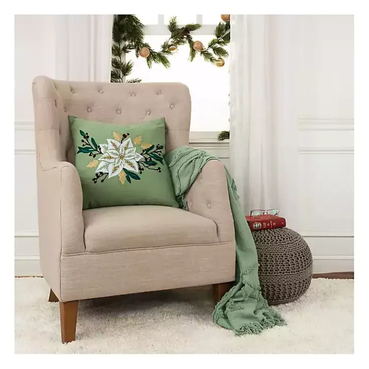 Pillows>Kirklands Home Gold Poinsettia Christmas Throw Pillow