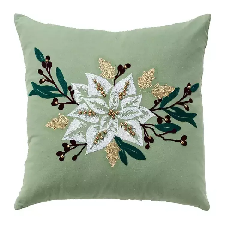 Pillows>Kirklands Home Gold Poinsettia Christmas Throw Pillow