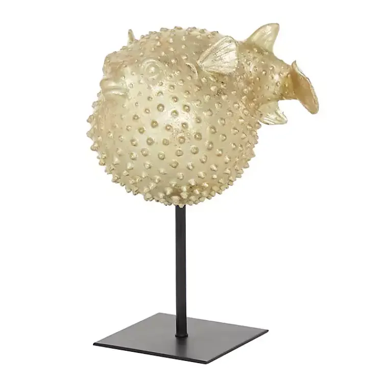 Statues & Figurines>Kirklands Home Gold Puffer Fish Sculpture