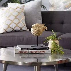 Statues & Figurines>Kirklands Home Gold Puffer Fish Sculpture