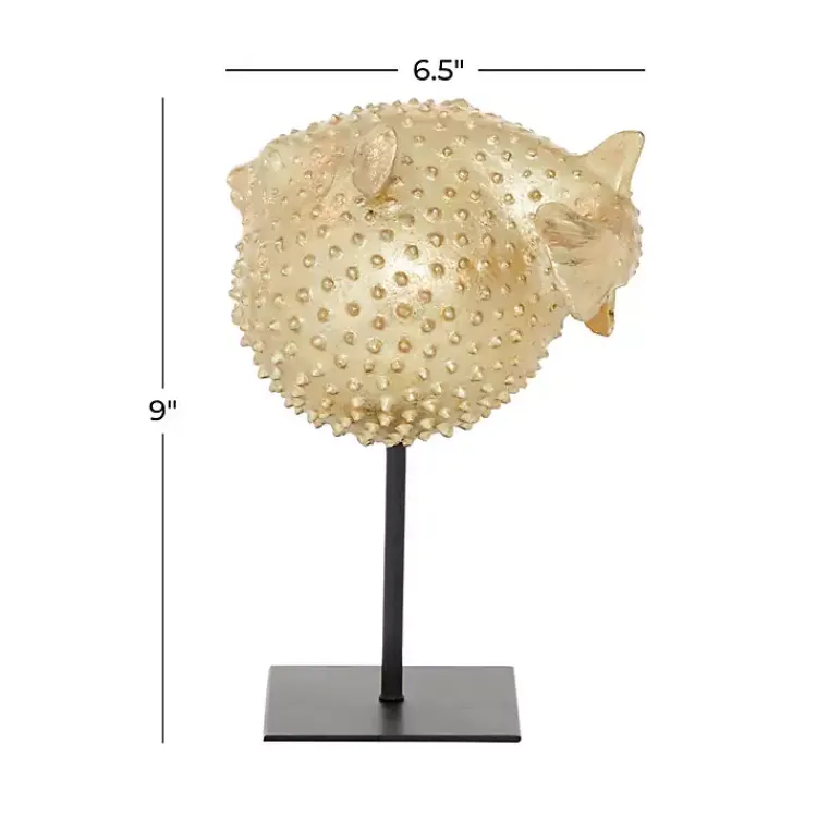 Statues & Figurines>Kirklands Home Gold Puffer Fish Sculpture