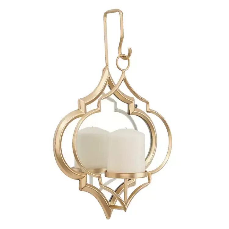Sconces>Kirklands Home Quatrefoil Mirrored Wall Sconce Gold