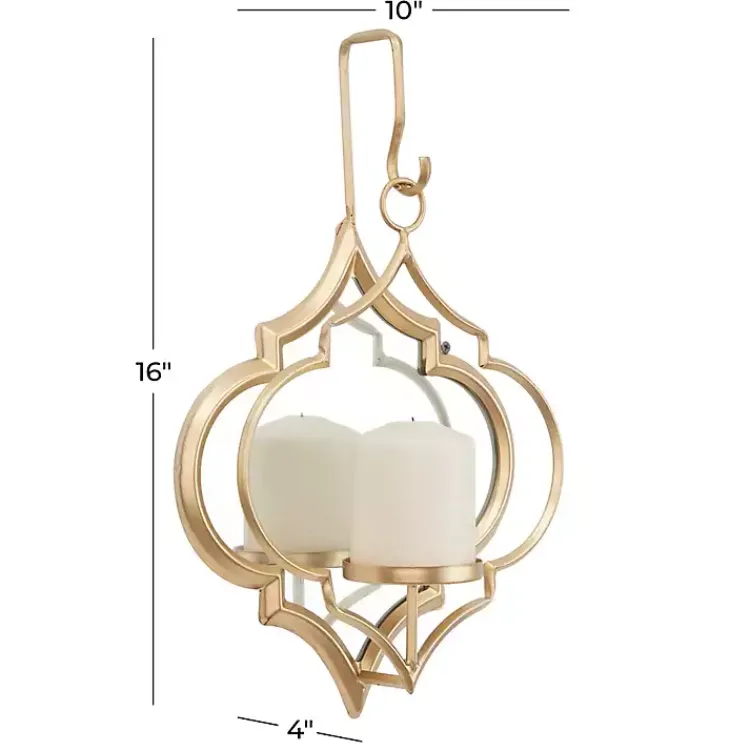 Sconces>Kirklands Home Quatrefoil Mirrored Wall Sconce Gold