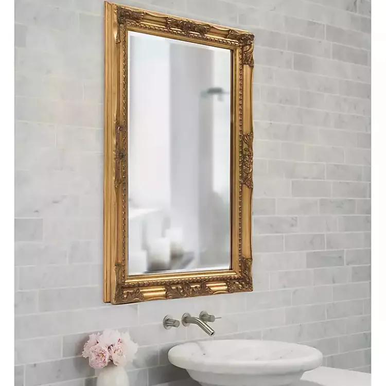 Kirklands Home Queen Ann Rectangular Wall Mirror Gold New