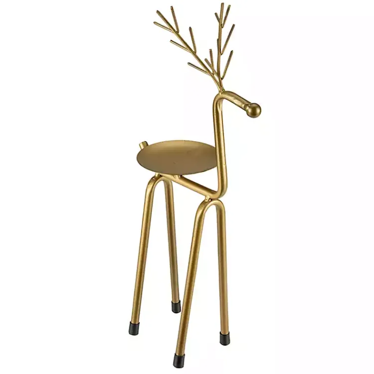 Christmas Decorations>Kirklands Home Reindeer Pillar Candle Holder, 13 in. Gold