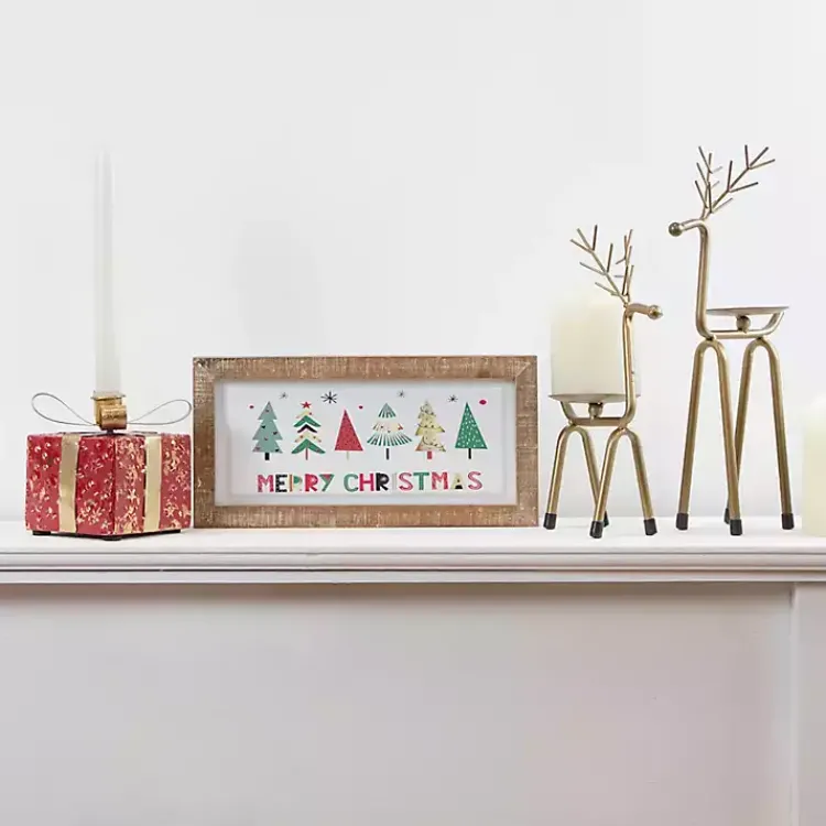 Christmas Decorations>Kirklands Home Reindeer Pillar Candle Holder, 13 in. Gold
