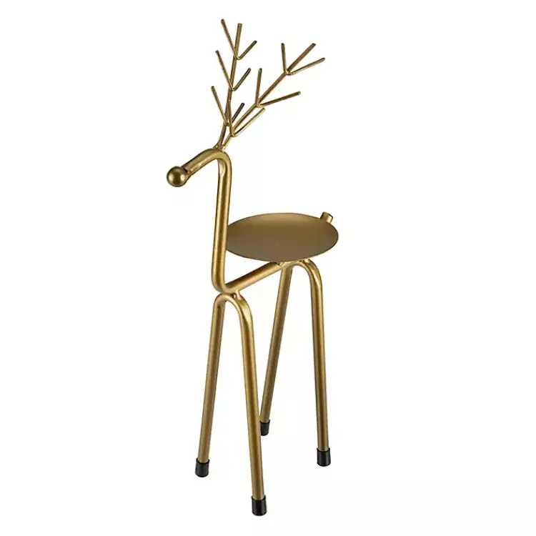 Christmas Decorations>Kirklands Home Reindeer Pillar Candle Holder, 13 in. Gold