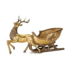 Christmas Decorations>Kirklands Home Reindeer with Sleigh Figurine Gold