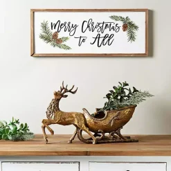 Christmas Decorations>Kirklands Home Reindeer with Sleigh Figurine Gold
