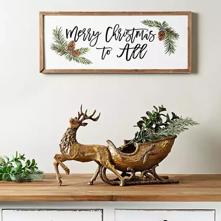 Christmas Decorations>Kirklands Home Reindeer with Sleigh Figurine Gold