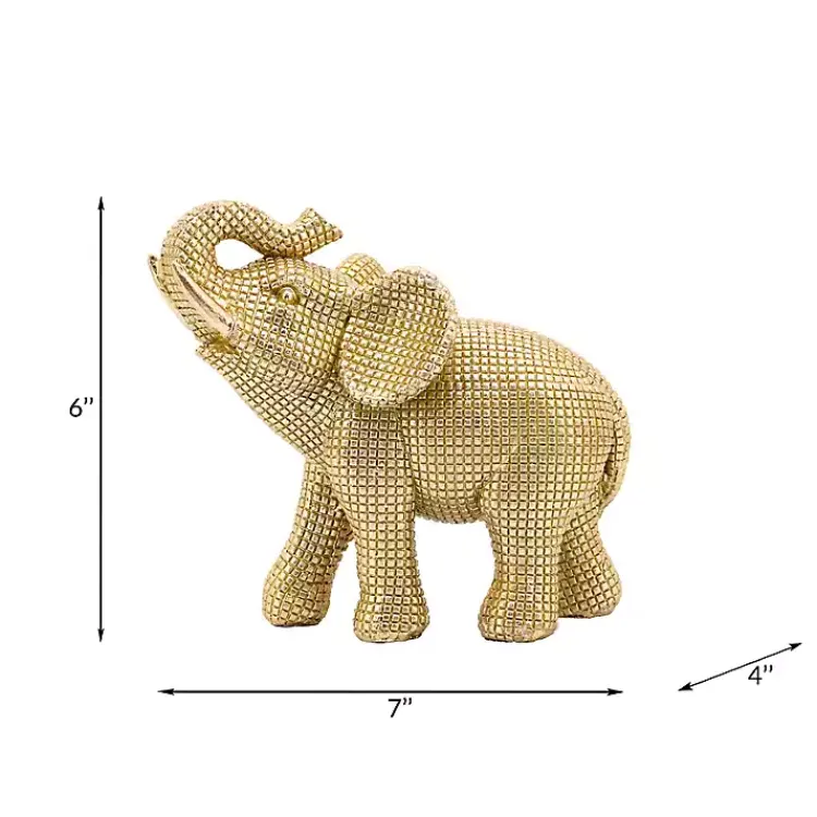 Statues & Figurines>Kirklands Home Resin Elephant Figurine Gold