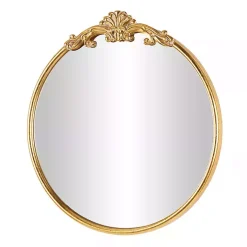 Kirklands Home Gold Round Baroque Wall Mirror Outlet