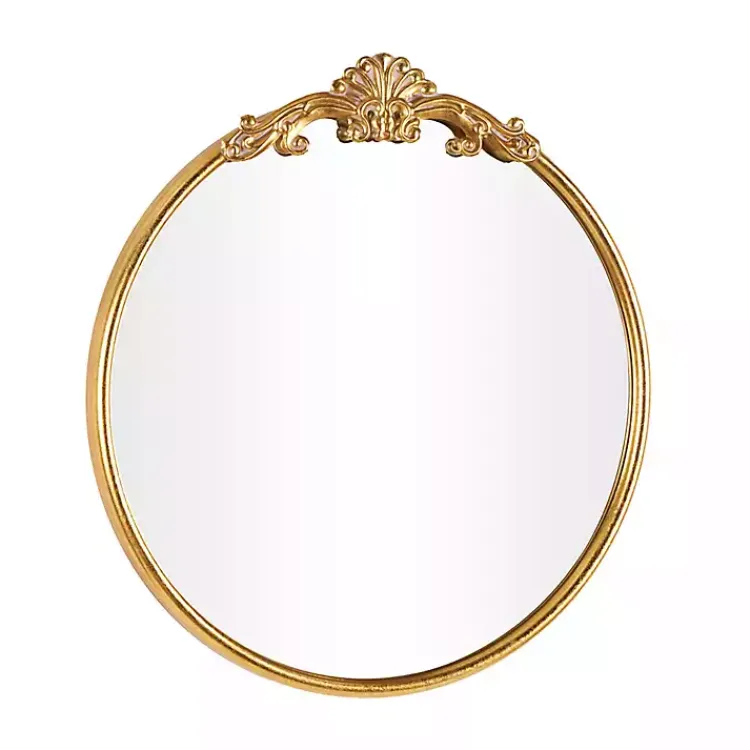 Kirklands Home Gold Round Baroque Wall Mirror Outlet