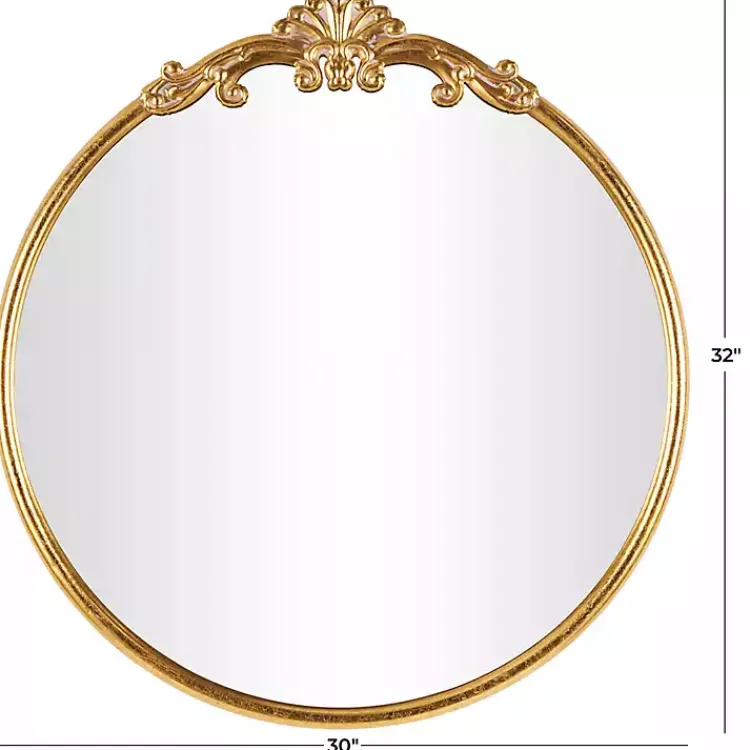 Kirklands Home Gold Round Baroque Wall Mirror Outlet