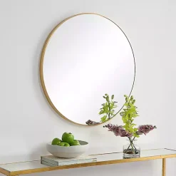 Kirklands Home Round Simple Frame Medium Wall Mirror Gold