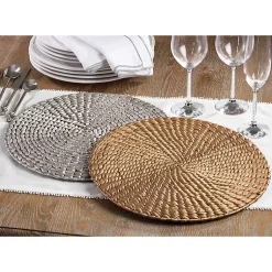 Kirklands Home Round Woven Rattan Placemats, Set of 4 Gold Hot