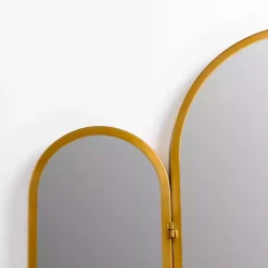 Kirklands Home Rounded Edge Trifold Wall Mirror Gold New