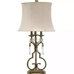 Kirklands Home Gold Scrolled Candlestick Table Lamp Tan