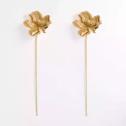 Christmas Tree Decorations>Kirklands Home Sequin Magnolia Picks, Set of 2 Gold