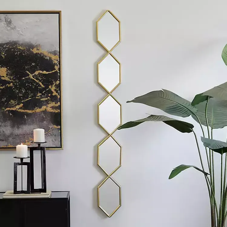 Kirklands Home Slim Stacked Hexagons Wall Mirror Gold Sale