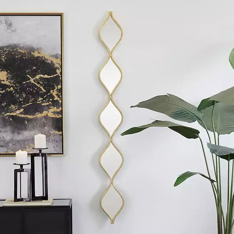 Kirklands Home Slim Stacked Raindrop Wall Mirror Gold Clearance