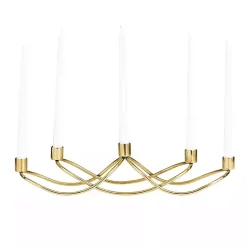 Candle Holders>Kirklands Home Stainless Steel Curved Candelabra Gold