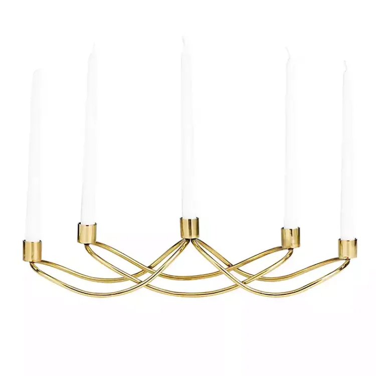 Candle Holders>Kirklands Home Stainless Steel Curved Candelabra Gold