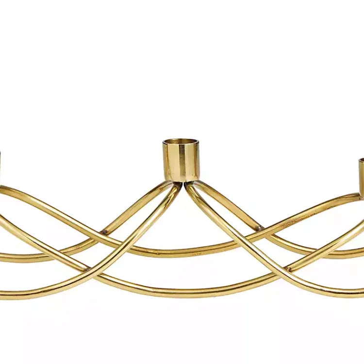 Candle Holders>Kirklands Home Stainless Steel Curved Candelabra Gold